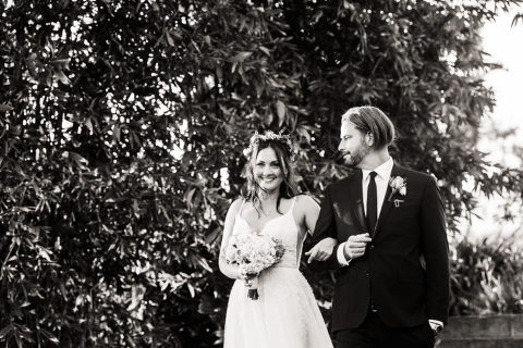 bride and groom at their Santa Barbara Zoo wedding