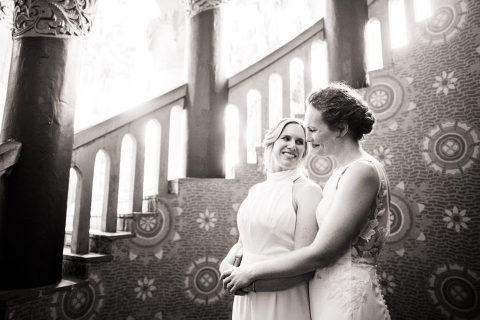two brides at their Santa Barbara courthouse wedding