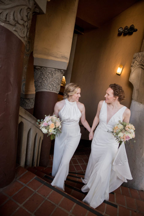 two brides at their Santa Barbara courthouse wedding