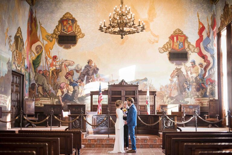 Author of All the Bright Places, getting married in the Mural Room of the Santa Barbara Courthouse.